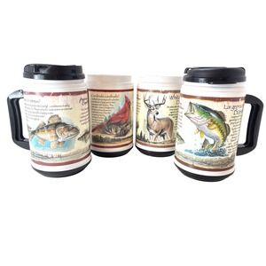 Vintage Whirley American Expedition Insulated Travel Mugs Wildlife Set of 4
